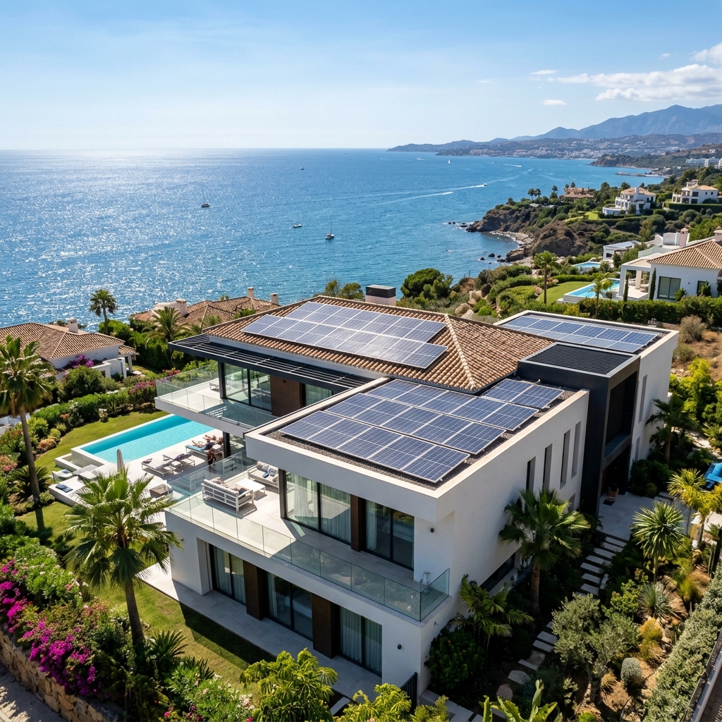 Instalación de placas solares en villa de Estepona