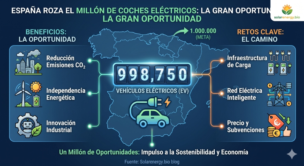 España roza el millón de coches eléctricos: la gran oportunidad para la solar en viviendas y negocios