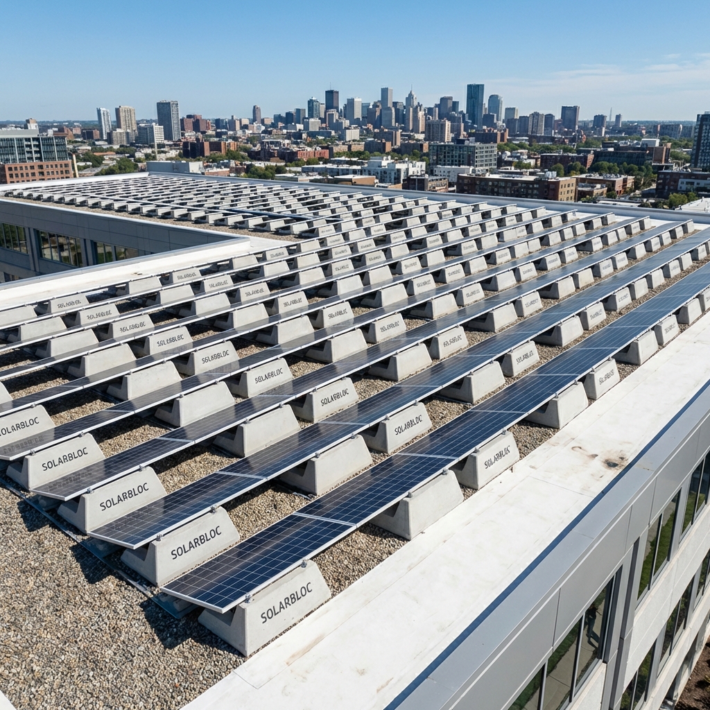 Instalación real SOLARBLOC en cubierta plana