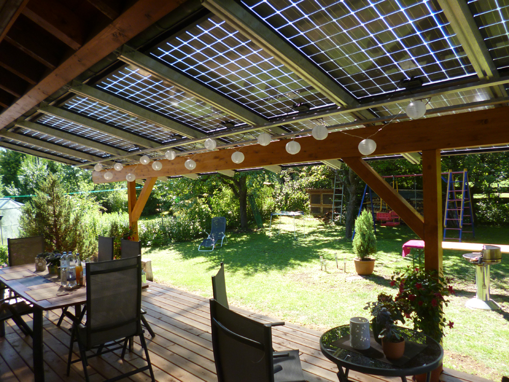 Pérgola Solar De Madera Con Paneles Transparentes 3Kw-5Kw-8Kw